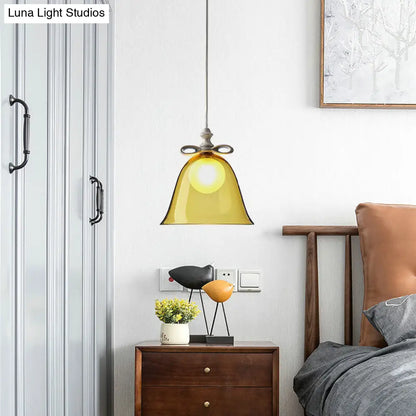 Contemporary Glass Bell Pendant Light - White/Brown/Clear - Ideal for Dining Room Ceiling