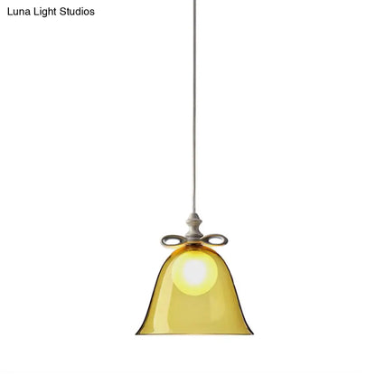 Contemporary Glass Bell Pendant Light - White/Brown/Clear - Ideal for Dining Room Ceiling