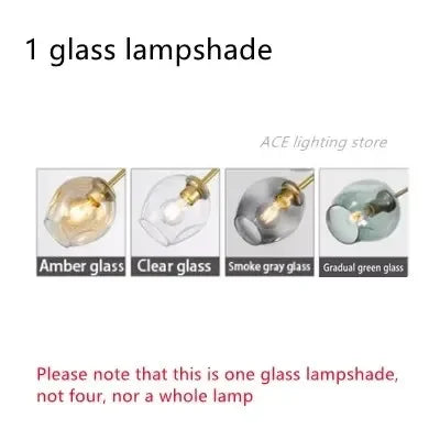 Contemporary Glass Bubble Chandelier for Living Room - 1 glass lampshade / Gold lamp body / Smoke grey glass