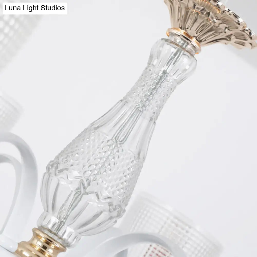 Kit de lámpara colgante contemporánea con forma de copa de cristal - Lámpara de araña prismática de 3/6/8 luces con pantalla de cristal cónica (blanca)