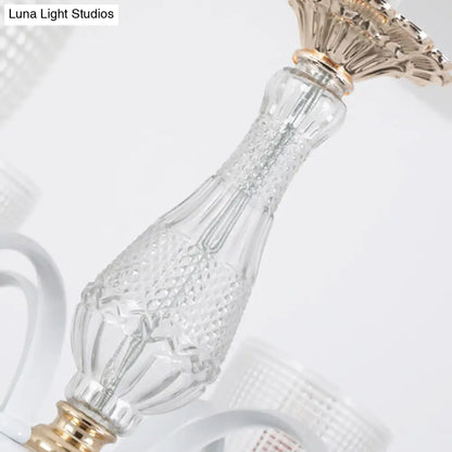 Kit de lámpara colgante contemporánea con forma de copa de cristal - Lámpara de araña prismática de 3/6/8 luces con pantalla de cristal cónica (blanca)