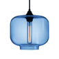 Contemporary Glass Hanging Lamp - Cylinder Shape, 1 Light, Red/Brown/Blue