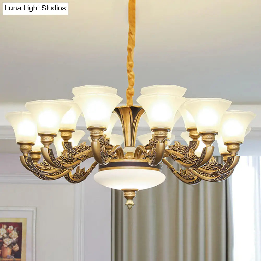 Contemporary Glass Pendant Light Kit: Bell-Shaped Ceiling Chandelier for Living Room, White