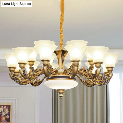Contemporary Glass Pendant Light Kit: Bell-Shaped Ceiling Chandelier for Living Room, White