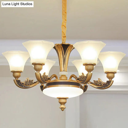 Contemporary Glass Pendant Light Kit: Bell-Shaped Ceiling Chandelier for Living Room, White