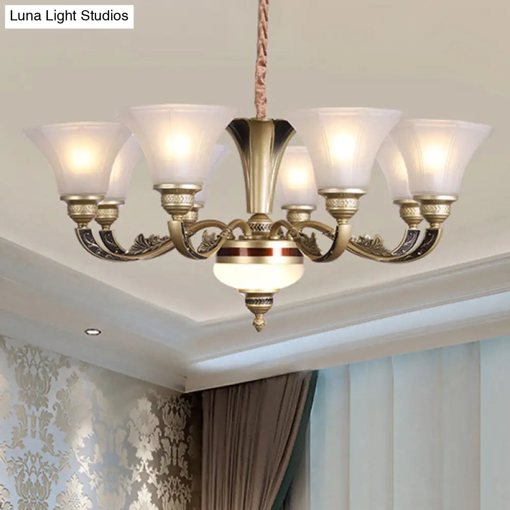 Contemporary Glass Pendant Light Kit: Bell-Shaped Ceiling Chandelier for Living Room, White