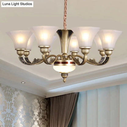 Contemporary Glass Pendant Light Kit: Bell-Shaped Ceiling Chandelier for Living Room, White