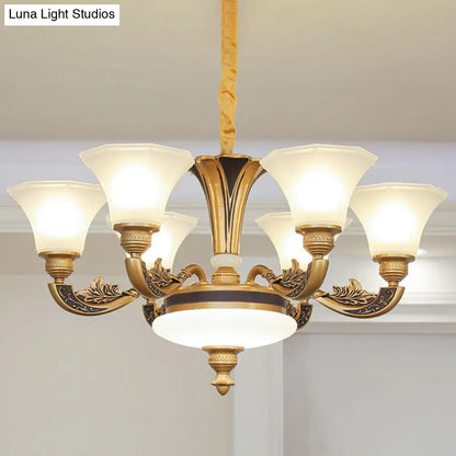 Contemporary Glass Pendant Light Kit: Bell-Shaped Ceiling Chandelier for Living Room, White