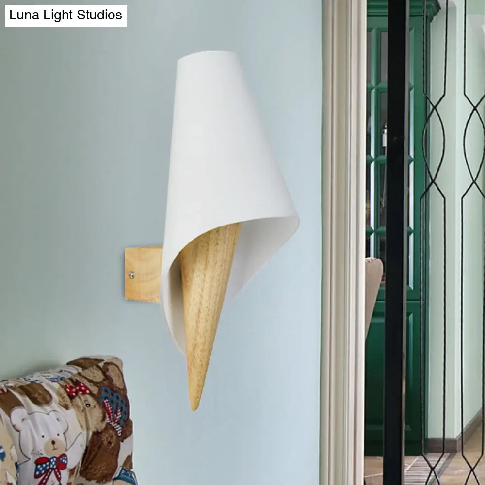 DecorBites™ DecorBites™ Contemporary Glass Sweet Cone Wall Light in White & Beige for Living Room