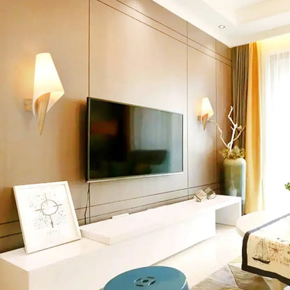 DecorBites™ DecorBites™ Contemporary Glass Sweet Cone Wall Light in White & Beige for Living Room