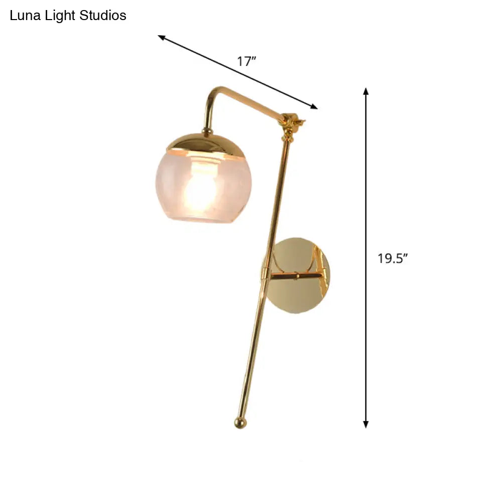 Aplique de pared contemporáneo DecorBites™ de cristal con brazo en acabado latón - Luz para dormitorio de 1 bombilla