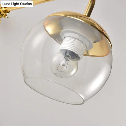 Aplique de pared contemporáneo DecorBites™ de cristal con brazo en acabado latón - Luz para dormitorio de 1 bombilla