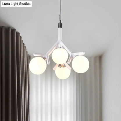 Lámpara de techo colgante contemporánea Global de 4 luces en cristal blanco con diseño de ramas - Disponible en blanco/negro/rojo
