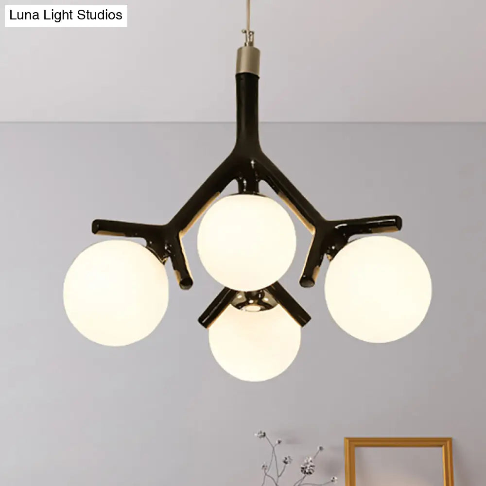 Lámpara de techo colgante contemporánea Global de 4 luces en cristal blanco con diseño de ramas - Disponible en blanco/negro/rojo