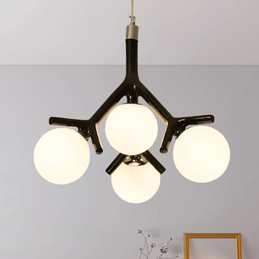 Lámpara de techo colgante contemporánea Global de 4 luces en cristal blanco con diseño de ramas - Disponible en blanco/negro/rojo
