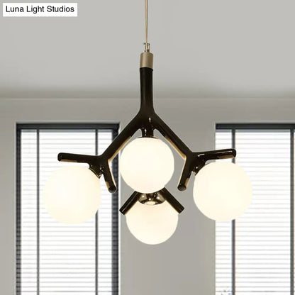 Lámpara de techo colgante contemporánea Global de 4 luces en cristal blanco con diseño de ramas - Disponible en blanco/negro/rojo