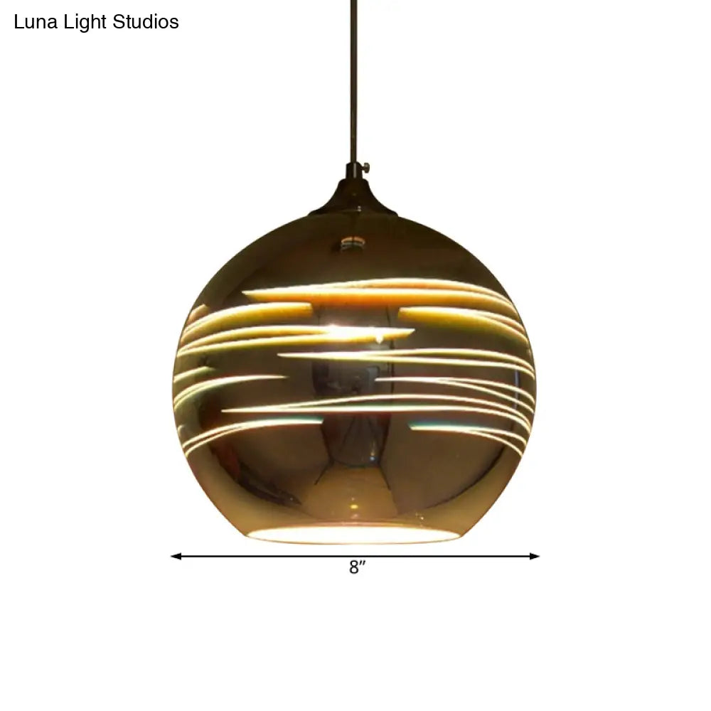 Contemporary Globe 3-D Glass Pendant Lamp - Chrome/Gold - 1 Light - Wide (6"/8"/10")