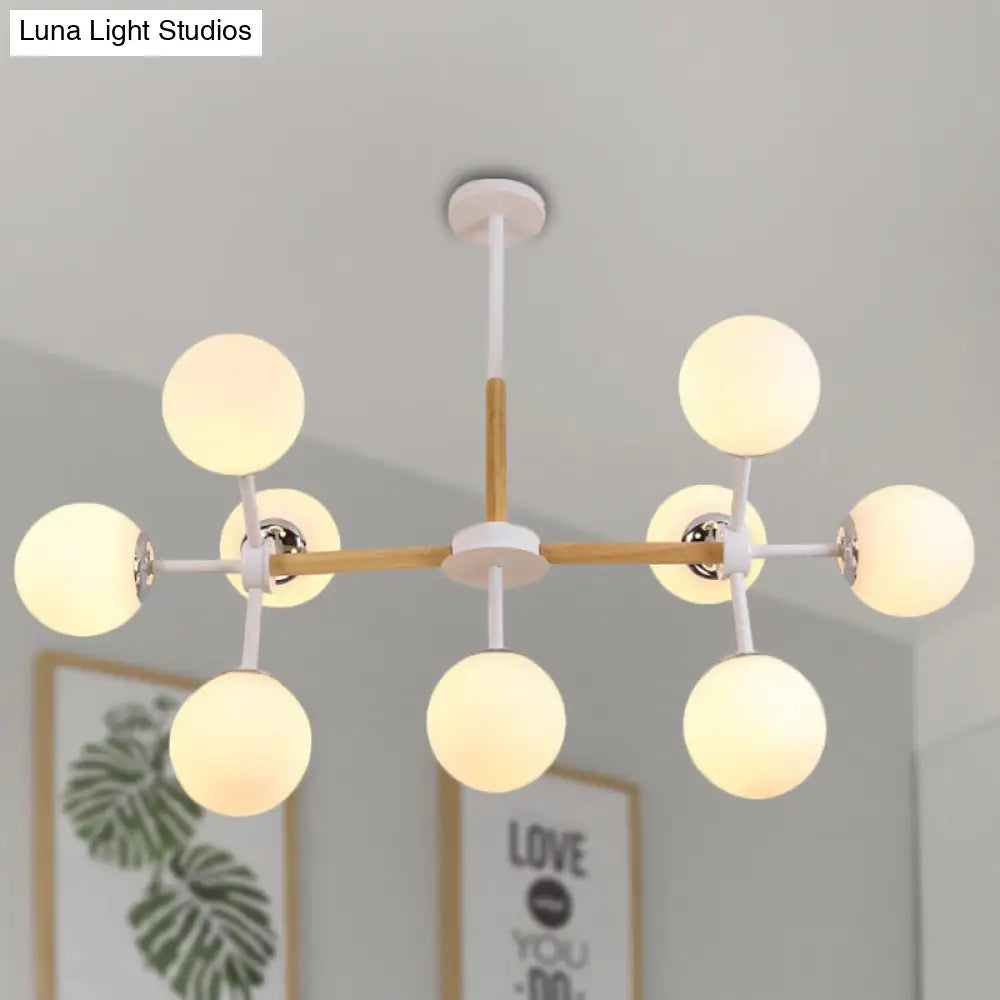 Lámpara de araña contemporánea DecorBites™ con forma de globo - Cristal blanco, kit de lámpara colgante para comedor de 9/12/16 luces