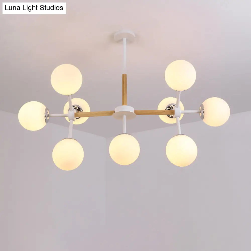 Lámpara de araña contemporánea DecorBites™ con forma de globo - Cristal blanco, kit de lámpara colgante para comedor de 9/12/16 luces