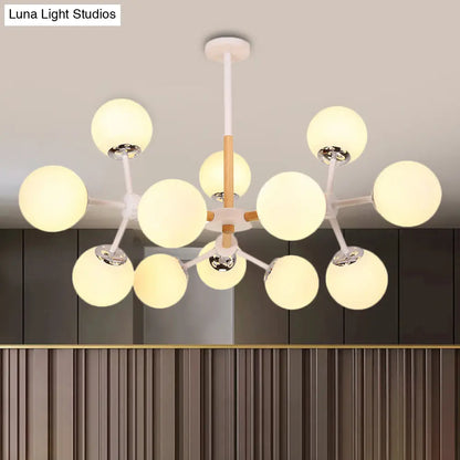 Lámpara de araña contemporánea DecorBites™ con forma de globo - Cristal blanco, kit de lámpara colgante para comedor de 9/12/16 luces