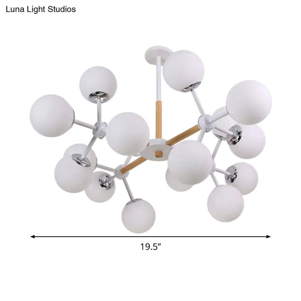 Lámpara de araña contemporánea DecorBites™ con forma de globo - Cristal blanco, kit de lámpara colgante para comedor de 9/12/16 luces