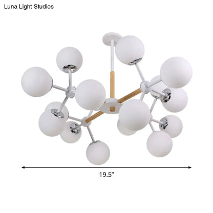 Lámpara de araña contemporánea DecorBites™ con forma de globo - Cristal blanco, kit de lámpara colgante para comedor de 9/12/16 luces