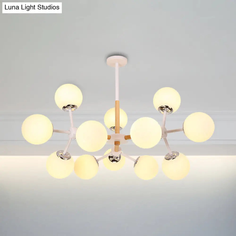 Lámpara de araña contemporánea DecorBites™ con forma de globo - Cristal blanco, kit de lámpara colgante para comedor de 9/12/16 luces