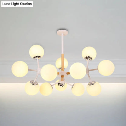 Lámpara de araña contemporánea DecorBites™ con forma de globo - Cristal blanco, kit de lámpara colgante para comedor de 9/12/16 luces