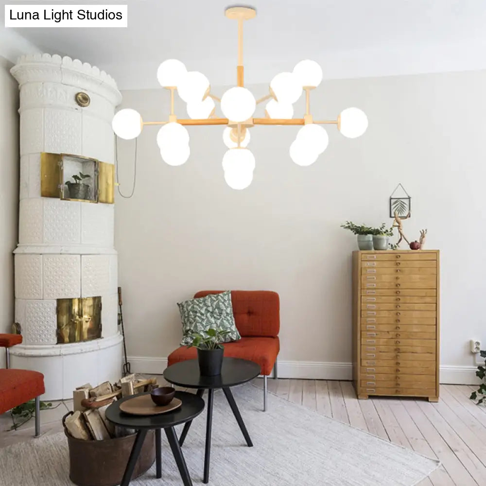 Lámpara de araña contemporánea DecorBites™ con forma de globo - Cristal blanco, kit de lámpara colgante para comedor de 9/12/16 luces