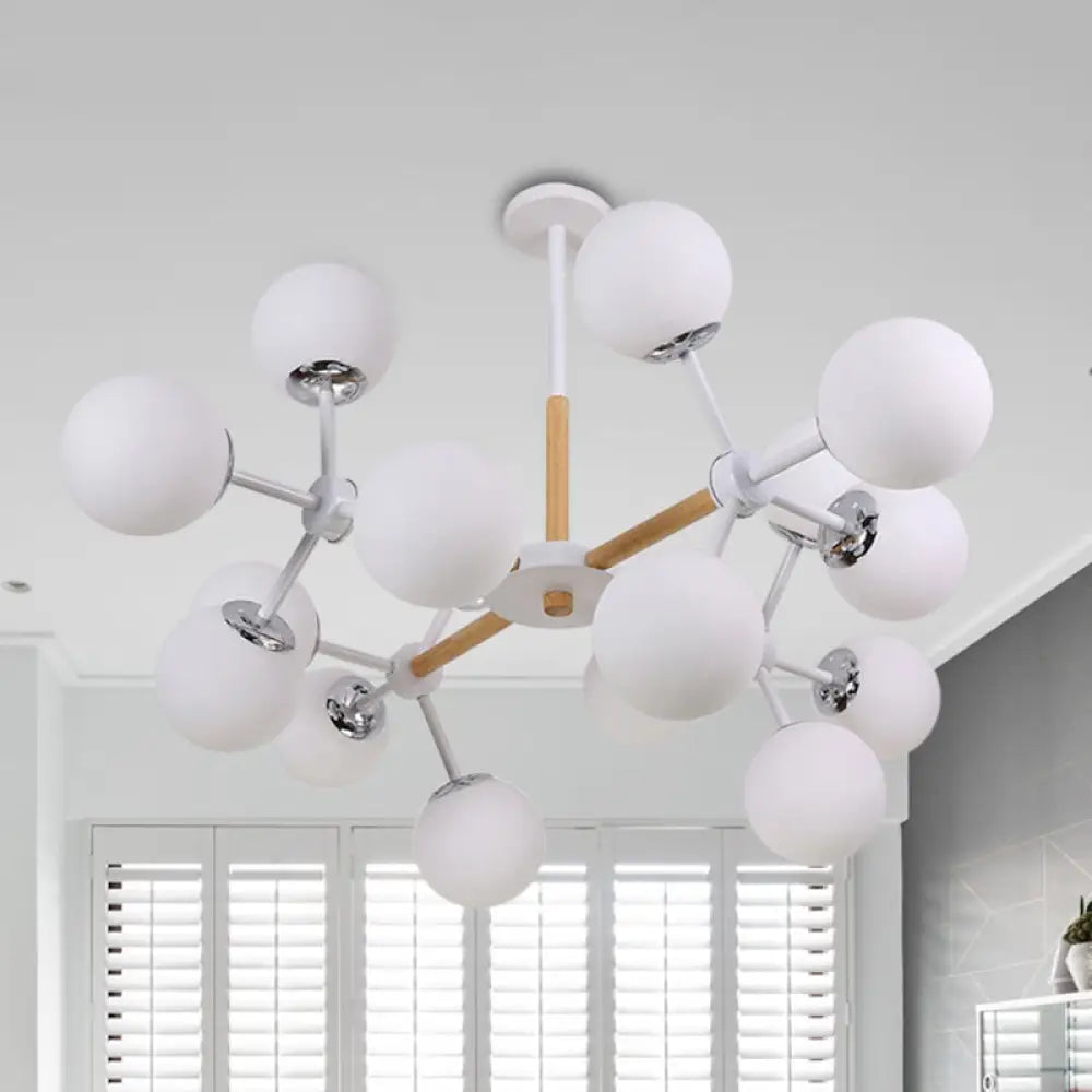 Lámpara de araña contemporánea DecorBites™ con forma de globo - Cristal blanco, kit de lámpara colgante para comedor de 9/12/16 luces