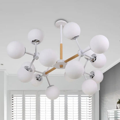Lámpara de araña contemporánea DecorBites™ con forma de globo - Cristal blanco, kit de lámpara colgante para comedor de 9/12/16 luces