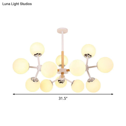 Lámpara de araña contemporánea DecorBites™ con forma de globo - Cristal blanco, kit de lámpara colgante para comedor de 9/12/16 luces