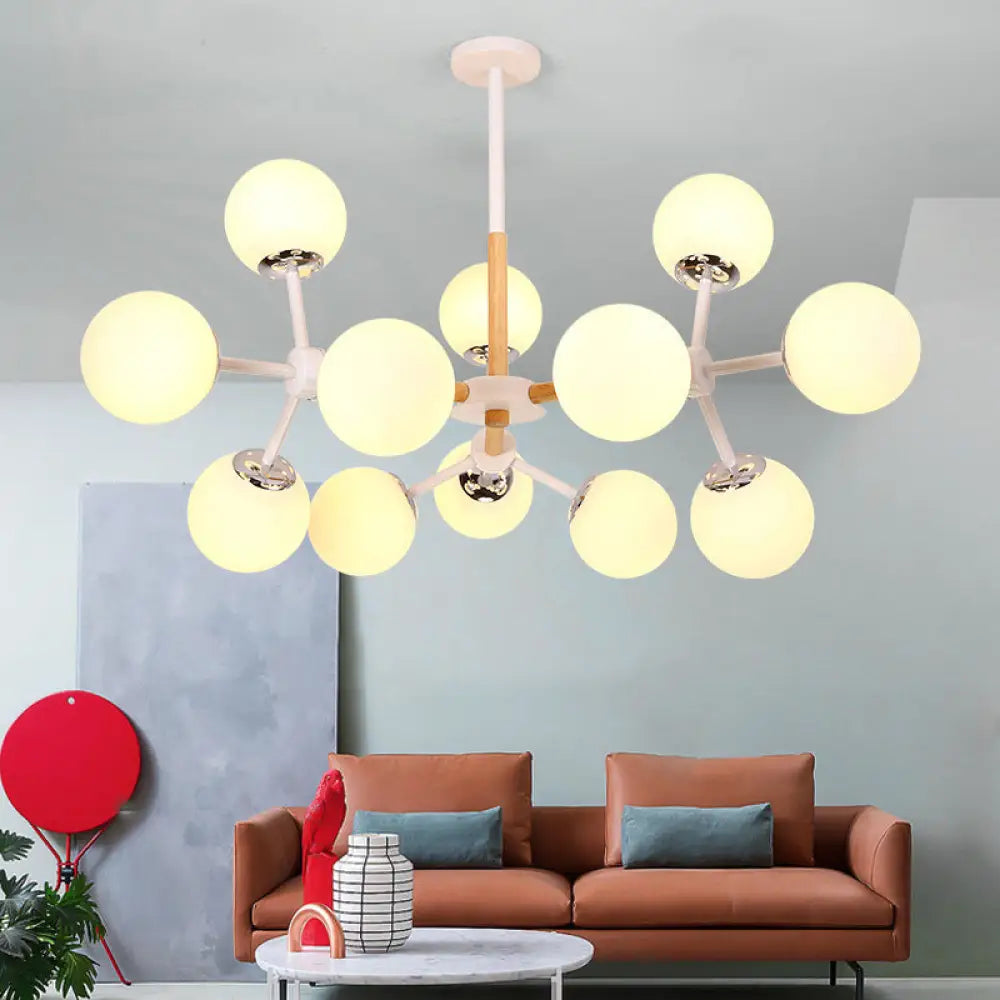 Lámpara de araña contemporánea DecorBites™ con forma de globo - Cristal blanco, kit de lámpara colgante para comedor de 9/12/16 luces