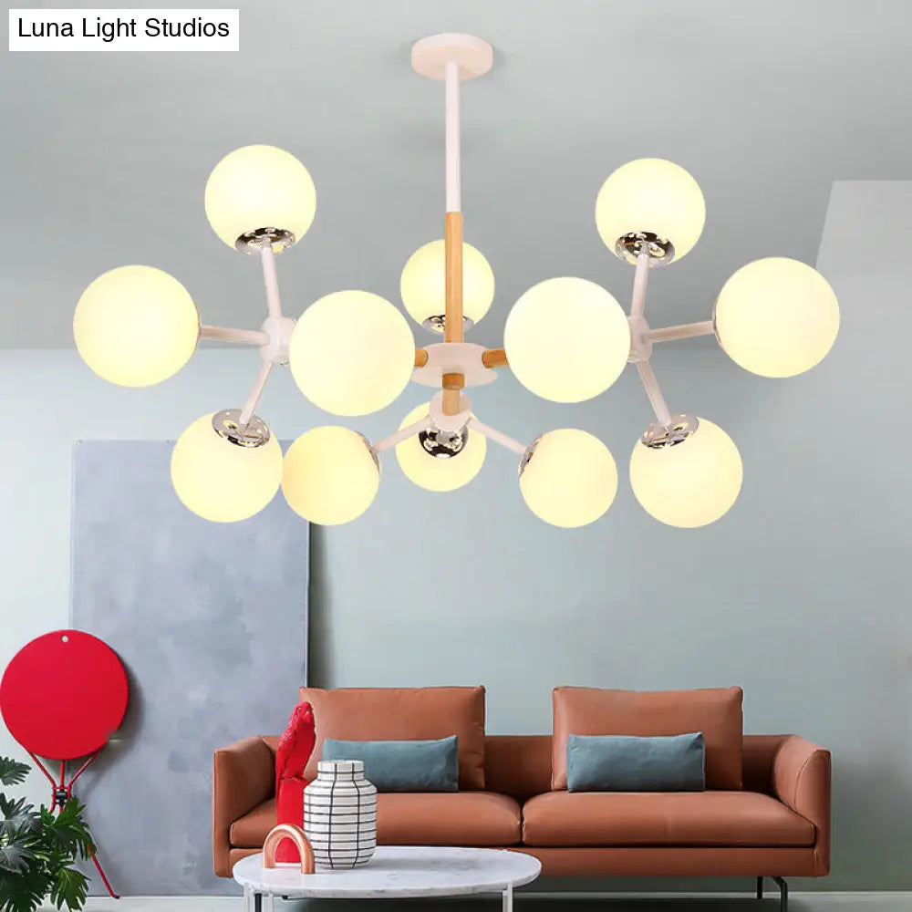 Lámpara de araña contemporánea DecorBites™ con forma de globo - Cristal blanco, kit de lámpara colgante para comedor de 9/12/16 luces