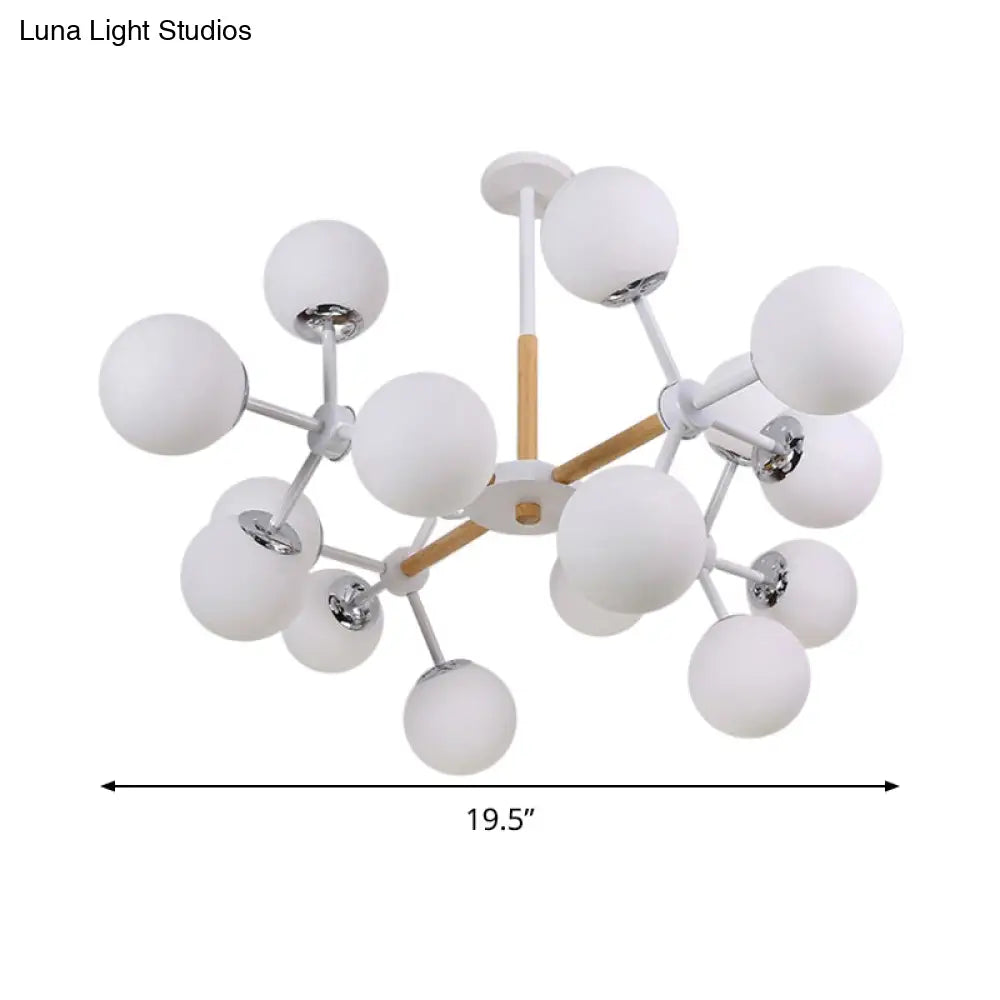 Lámpara de araña contemporánea DecorBites™ con forma de globo - Cristal blanco, kit de lámpara colgante para comedor de 9/12/16 luces