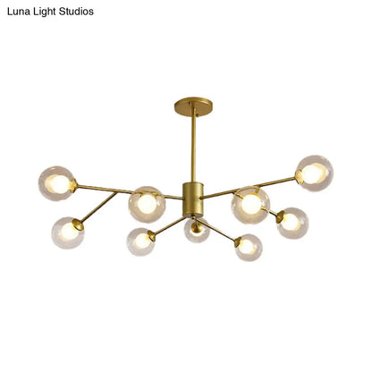 Lámpara de araña contemporánea de cristal con forma de globo y diseño de estrella - Acabado negro/dorado - 6/9 luces