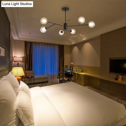 Lámpara de araña contemporánea de cristal con forma de globo y diseño de estrella - Acabado negro/dorado - 6/9 luces