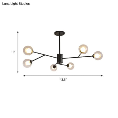 Lámpara de araña contemporánea de cristal con forma de globo y diseño de estrella - Acabado negro/dorado - 6/9 luces