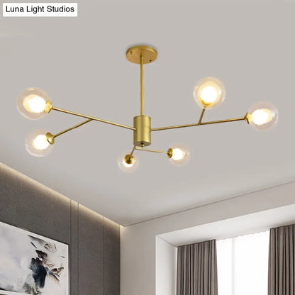Lámpara de araña contemporánea de cristal con forma de globo y diseño de estrella - Acabado negro/dorado - 6/9 luces