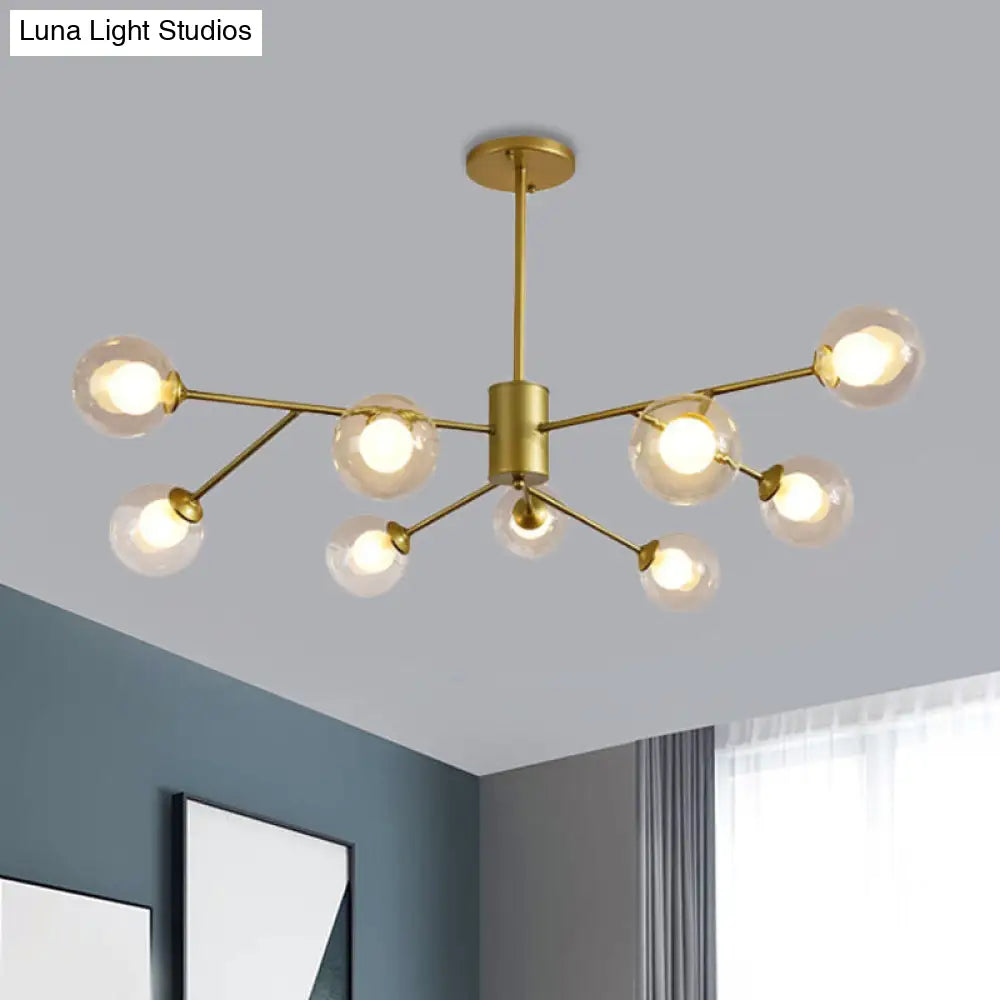 Lámpara de araña contemporánea de cristal con forma de globo y diseño de estrella - Acabado negro/dorado - 6/9 luces