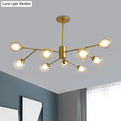 Lámpara de araña contemporánea de cristal con forma de globo y diseño de estrella - Acabado negro/dorado - 6/9 luces