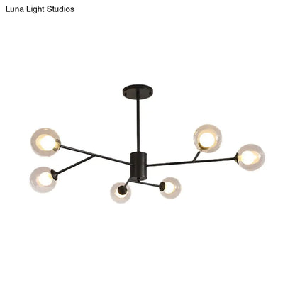 Lámpara de araña contemporánea de cristal con forma de globo y diseño de estrella - Acabado negro/dorado - 6/9 luces