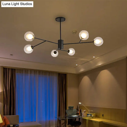 Lámpara de araña contemporánea de cristal con forma de globo y diseño de estrella - Acabado negro/dorado - 6/9 luces