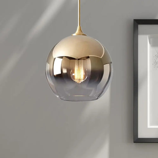 Contemporary Globe Pendant Glass Light with Fading Shade – Gold, 1 Light, 8/10/12"W