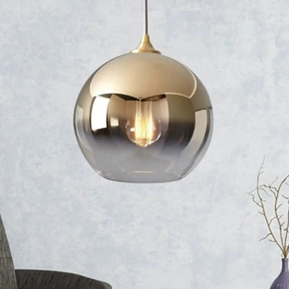 Contemporary Globe Pendant Glass Light with Fading Shade – Gold, 1 Light, 8/10/12"W