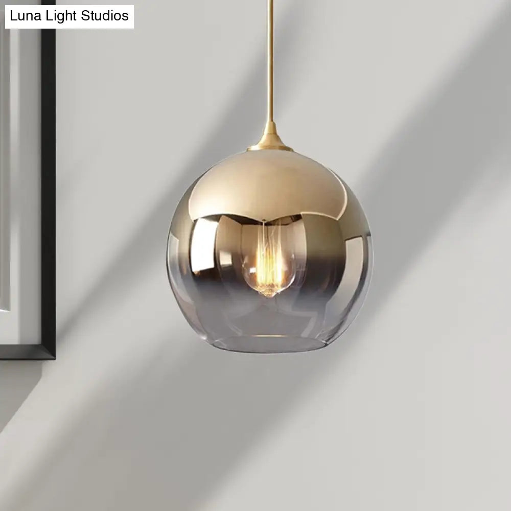 Contemporary Globe Pendant Glass Light with Fading Shade – Gold, 1 Light, 8/10/12"W