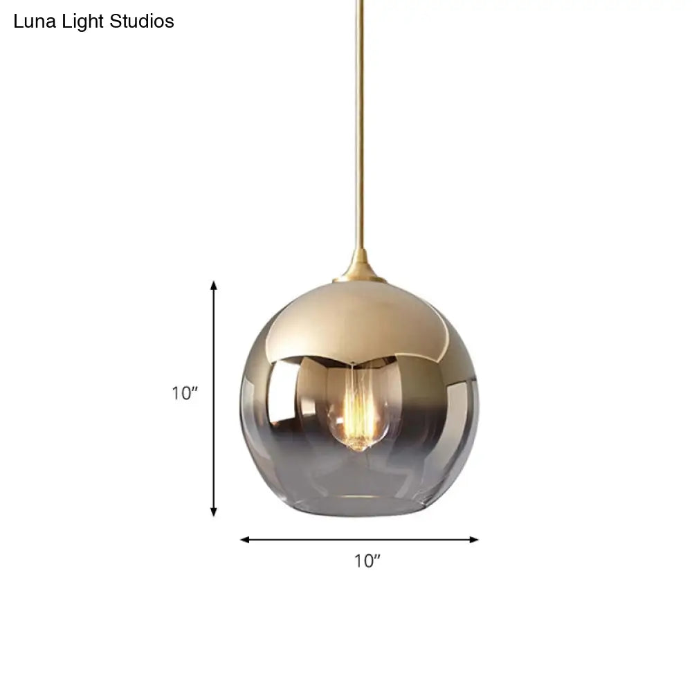 Contemporary Globe Pendant Glass Light with Fading Shade – Gold, 1 Light, 8/10/12"W