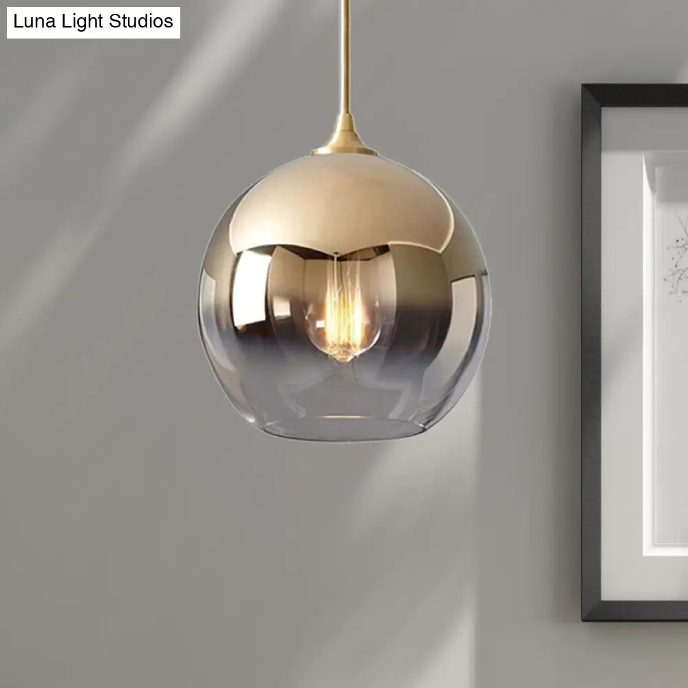 Contemporary Globe Pendant Glass Light with Fading Shade – Gold, 1 Light, 8/10/12"W