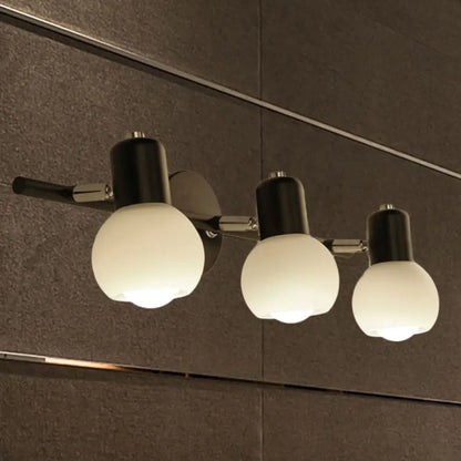 Aplique de pared DecorBites™ de estilo contemporáneo con forma de globo, de metal y cristal opalino, 2/3 luces, en color negro - Perfecto para el tocador del salón