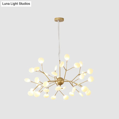 Contemporary Gold Acrylic Leaf Chandelier: LED Ceiling Lamp for Living Room